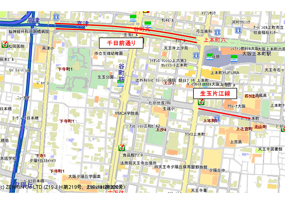天王寺警察署のパーキング・メーター等の設置状況図