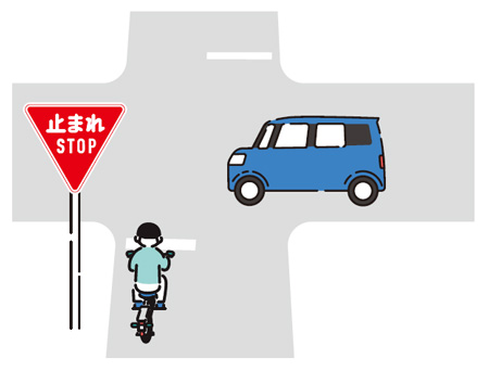 交差点での一時停止のイメージ図
