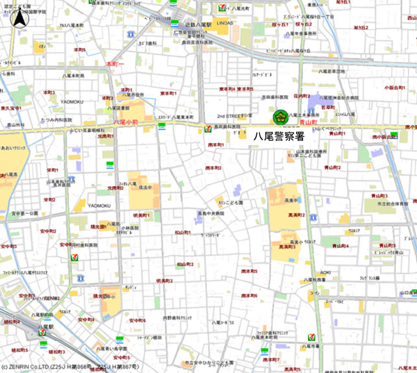 八尾警察署の案内図