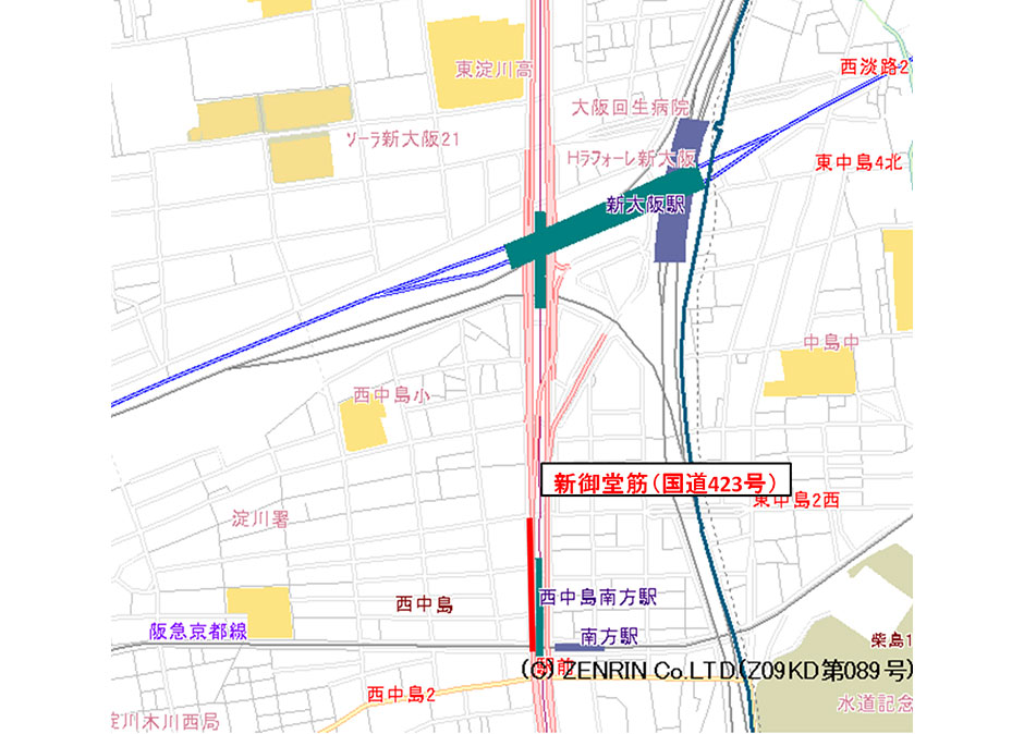 淀川警察署のパーキング・メーター等の設置状況図