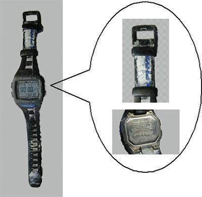 腕時計（黒色、カシオ製）の写真