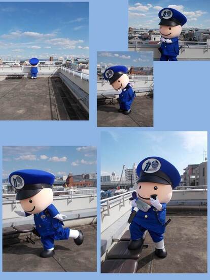 あさひまもるくんが5つのポーズをしている写真