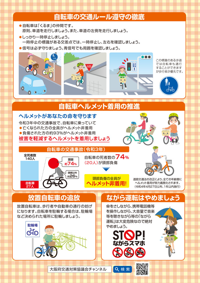 自転車マナーアップ強化月間 & 駅前放置自転車クリーンキャンペーン裏面の詳細内容を説明している画像