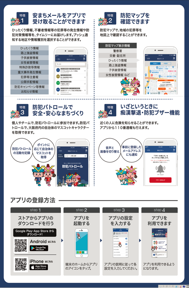 大阪府警察 安まちアプリの裏表紙の画像