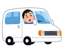 白い車を運転している男性のイラスト